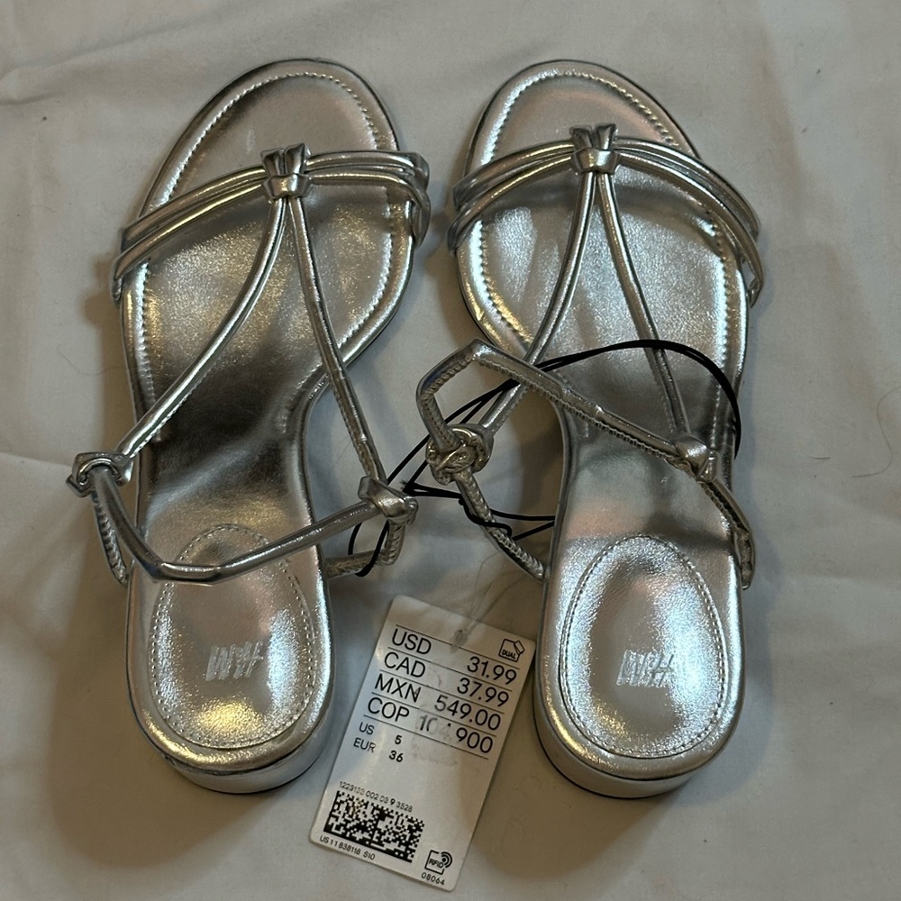 H&M Metallic Silver Sandals